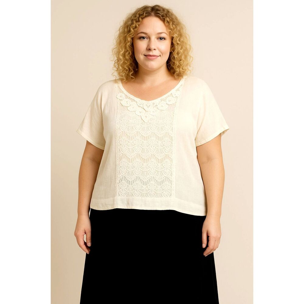 Off White Blouse Lacey Gauzy Off White Ecru 3X EPIC Cottage Fairycore SS